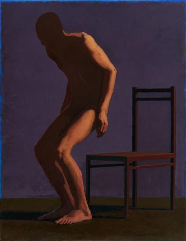 Antoni Starowieyski - "Człowiek z krzesłem" 2000, olej:płótno 170x130cm